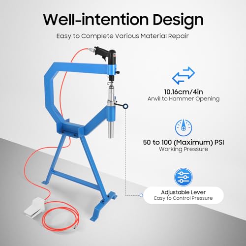 Pneumatic Planishing Hammer Set with Cast-Iron Stand and Foot Pedal U7174