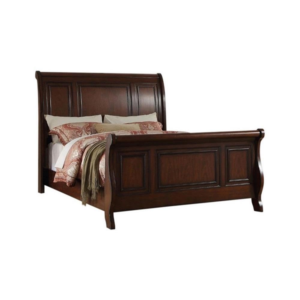 California King Pine Wood Sleigh Bed V64791
