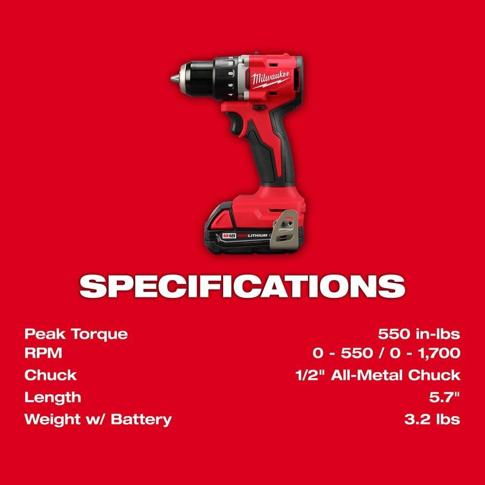 M18 Compact Brushless 1/2 Inch Drill/Driver Kit W9554