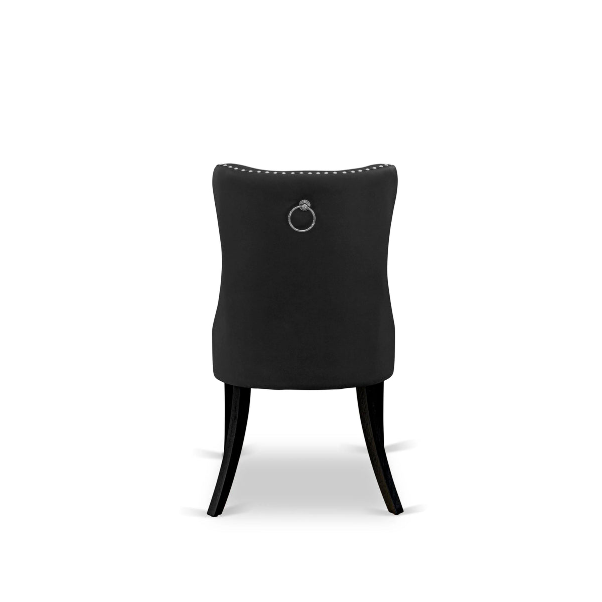 Button Tufted Dark Gray Polyester Fabric Upholstered Dining Chairs, Set of 2 A146369