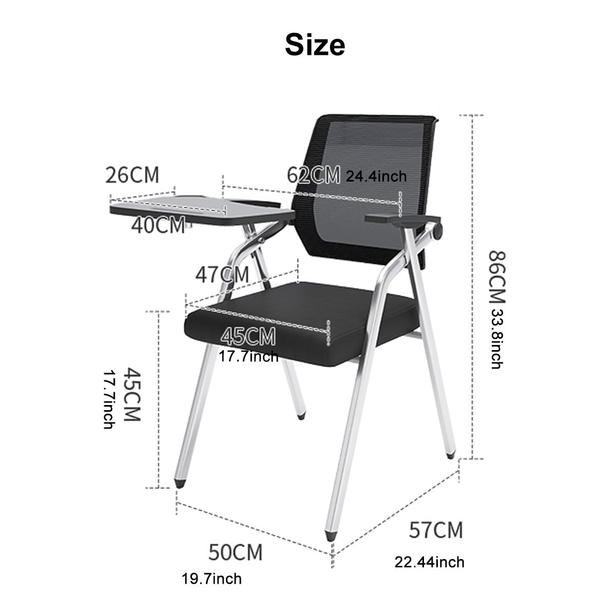 Orange Mesh Stacking Chair with Desk B6817