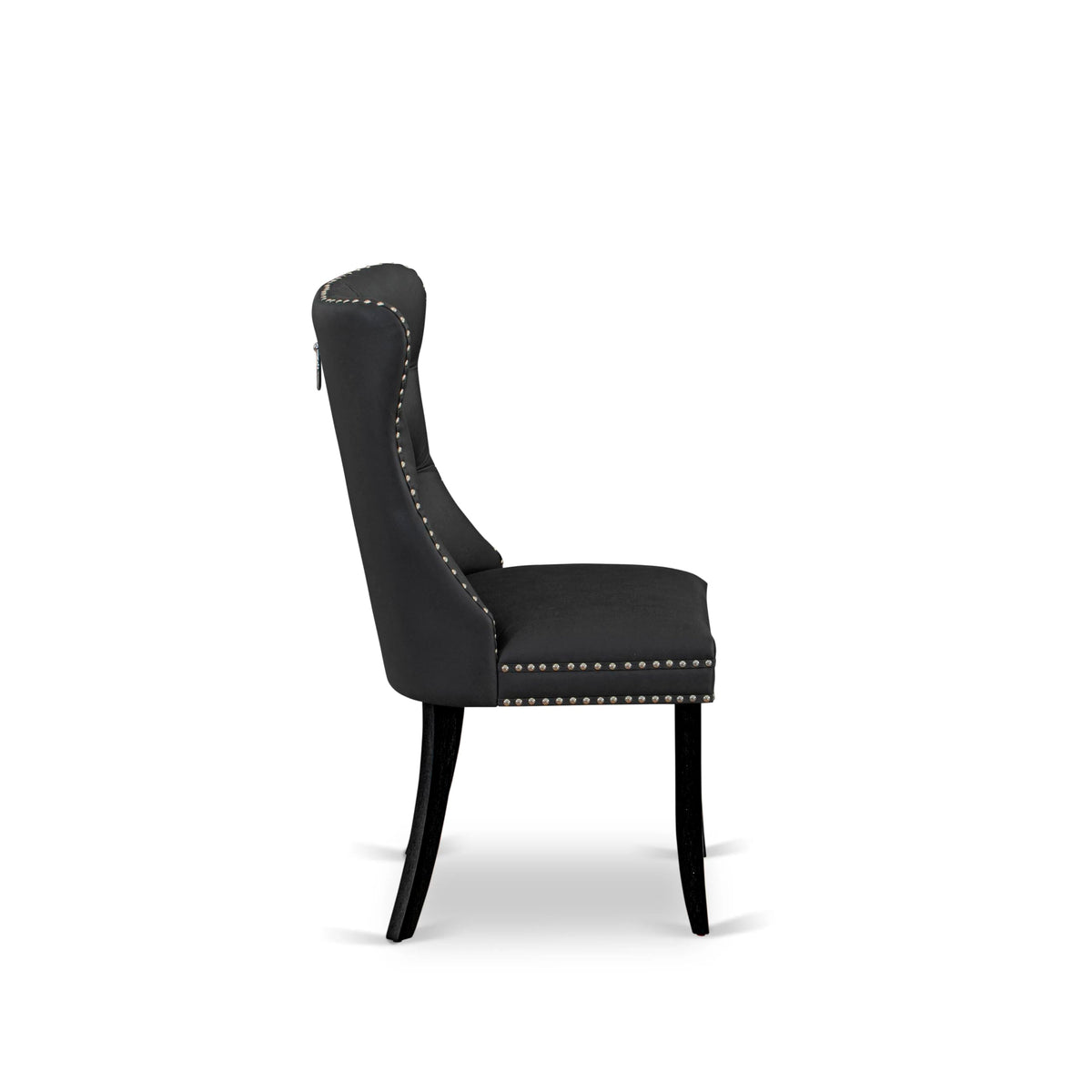 Button Tufted Dark Gray Polyester Fabric Upholstered Dining Chairs, Set of 2 A146369