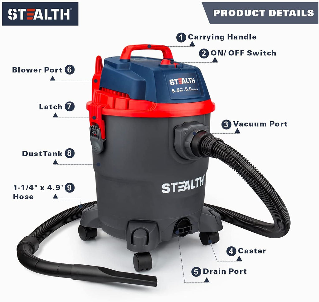 5 Gallon 5.5 Peak HP Wet/Dry Shop Vacuum with Blower S629309