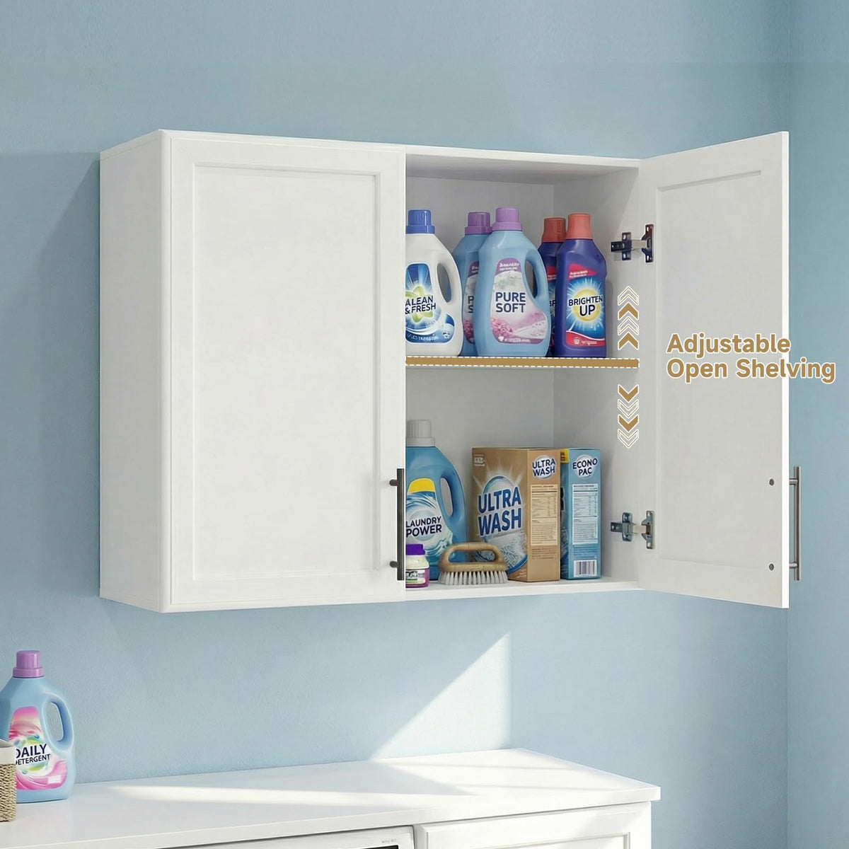 47" White Wall Mounted Laundry Cabinet Set of 2 V14553