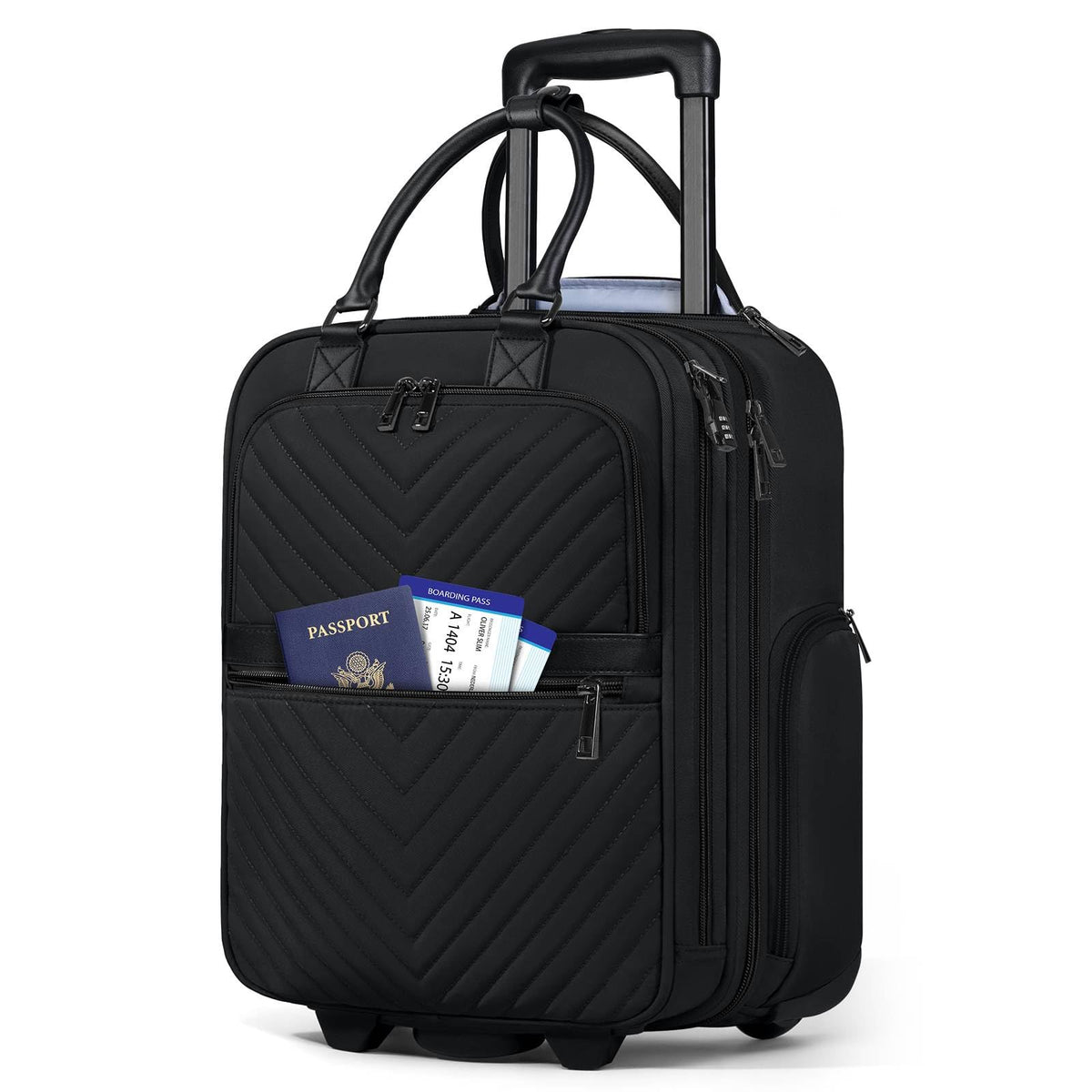 16-inch Lightweight Softside Underseat Carry On Luggage with Wheels Black R103366