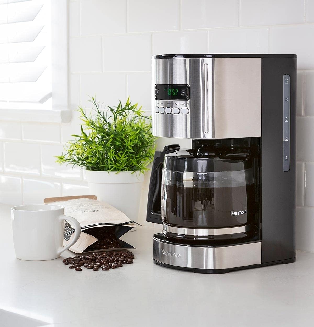 12 Cup Programmable Drip Coffee Maker with Glass Pot, Black R291