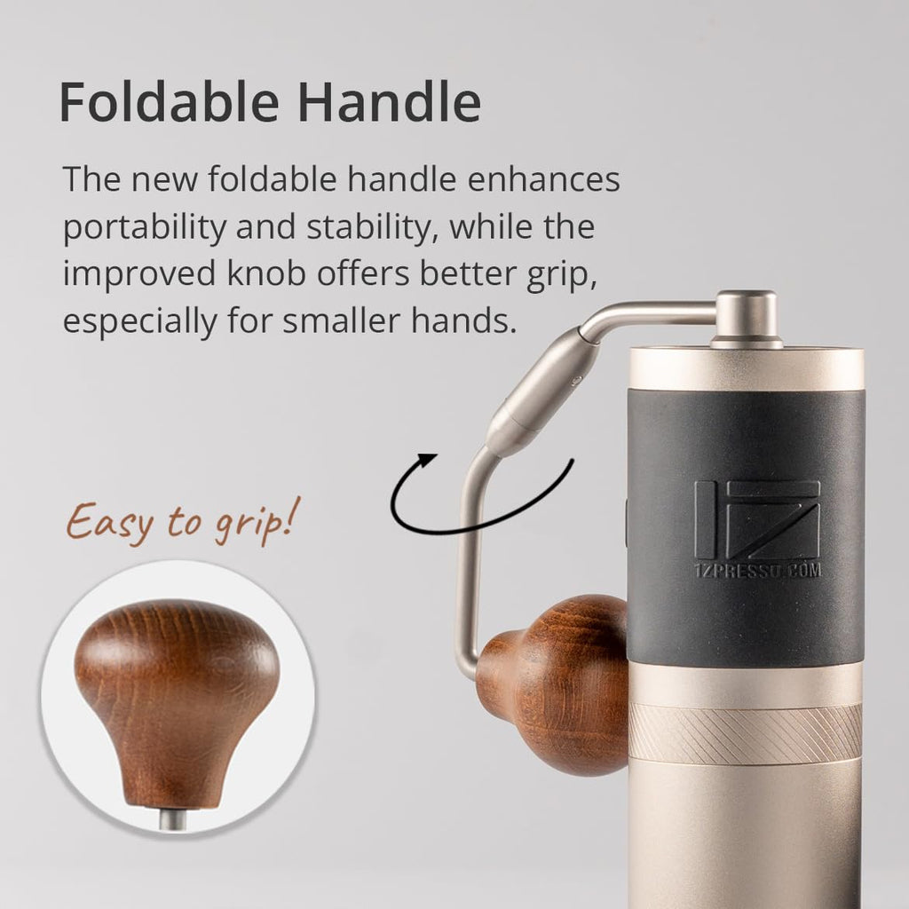 Manual Coffee Grinder Silver Stainless Steel Conical Burr S3004