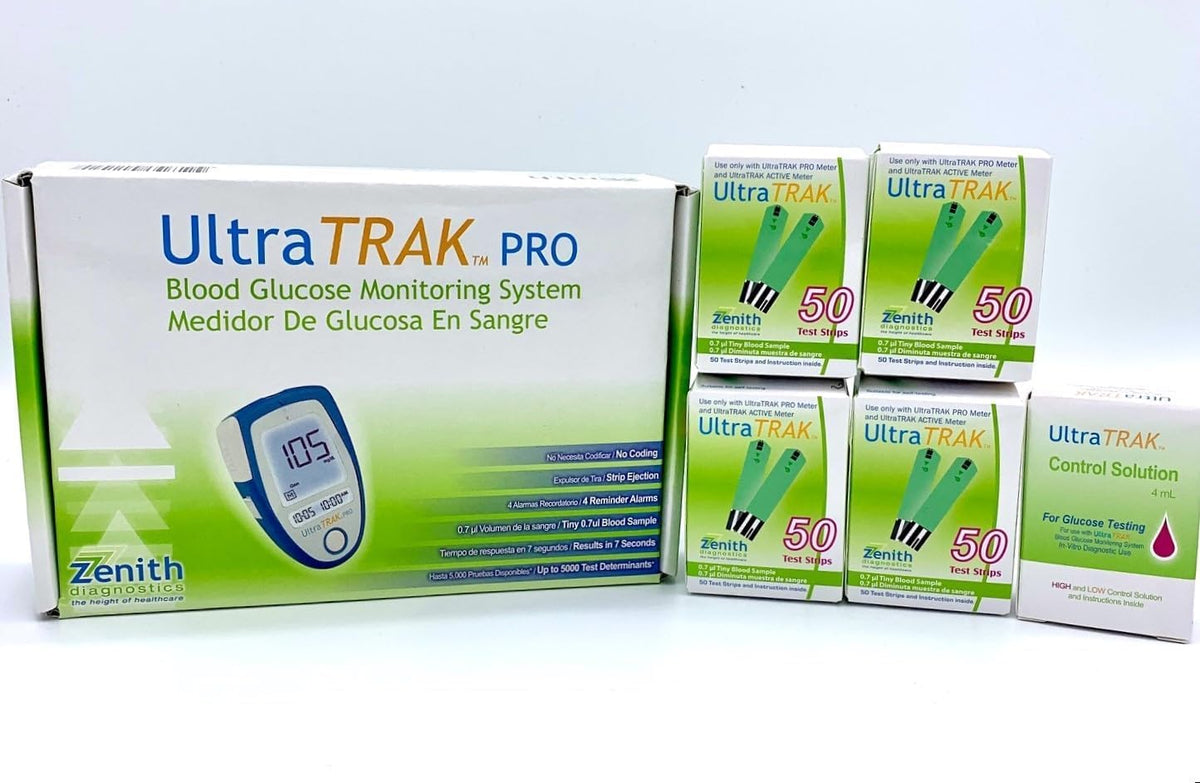 Blood Glucose Monitoring System, 200 Test Strips, Meter and Control Solution Bundle S694