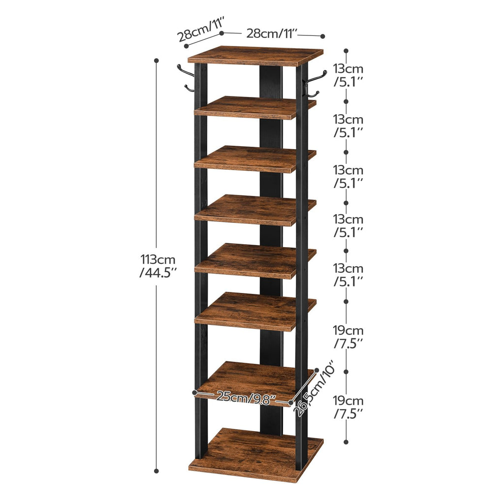 8 Tiers Vertical Wooden Shoe Rack L12483