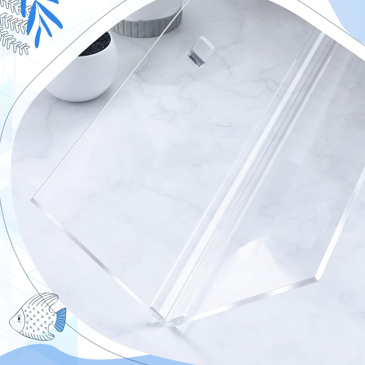 Clear Acrylic Aquarium Canopy Set 19.37 x 9.37 x 0.28 Inch R303