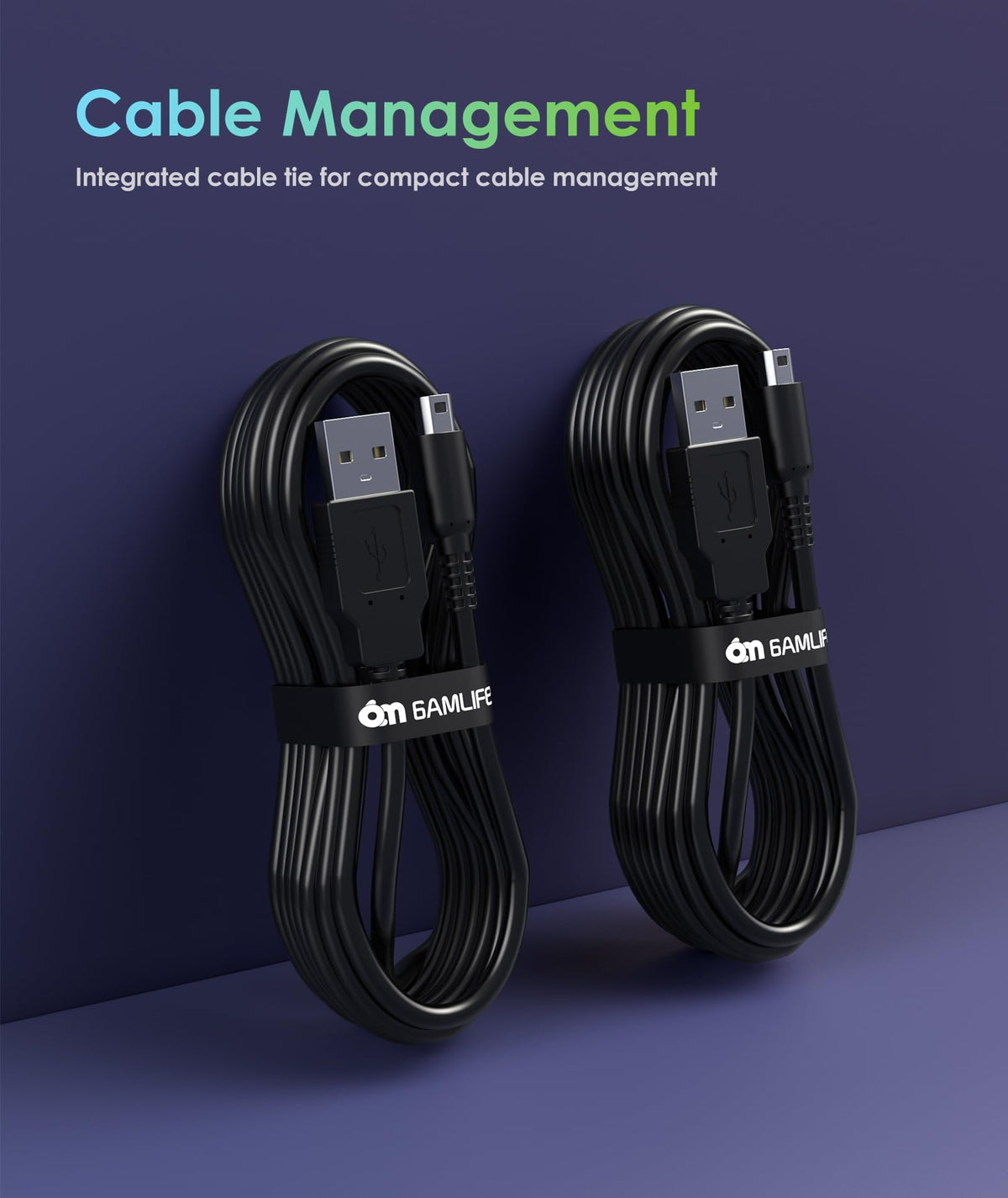 2 Pack 4FT USB Charging Cable for 3DS 2DS DSi Black I4226