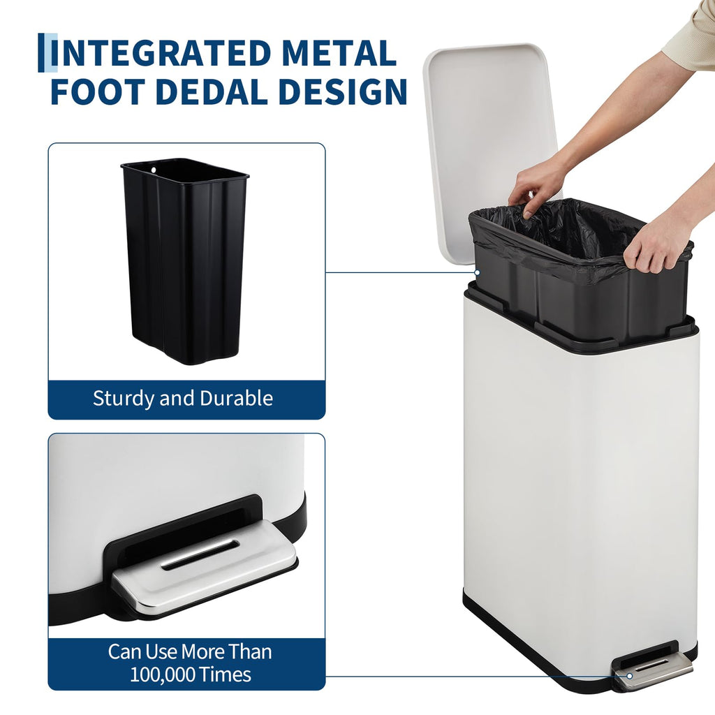 50L Stainless Steel Slim Kitchen Trash Can T192052
