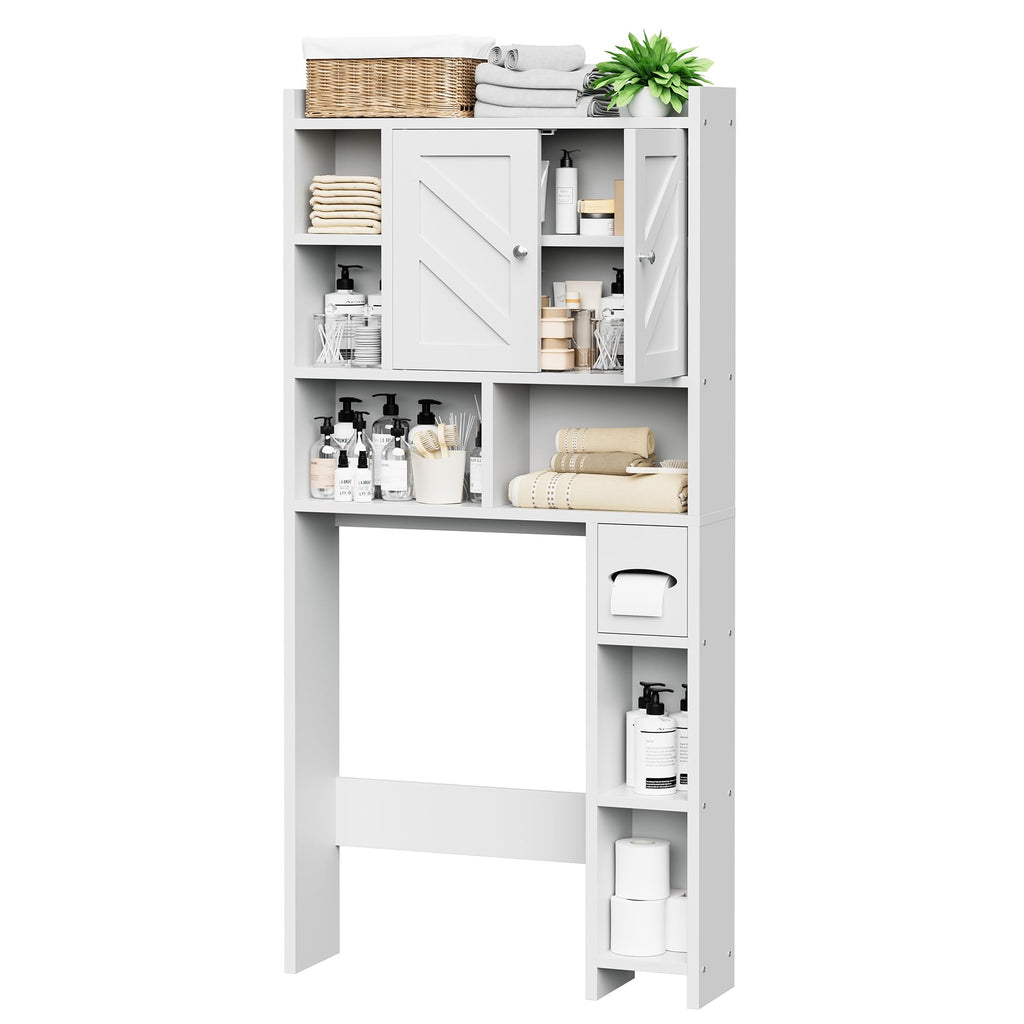 White Over the Toilet Storage Cabinet with Adjustable Shelf U76138