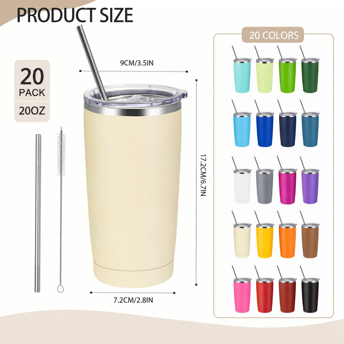 20 Pack Stainless Steel Vacuum Insulated Tumbler 20oz K768