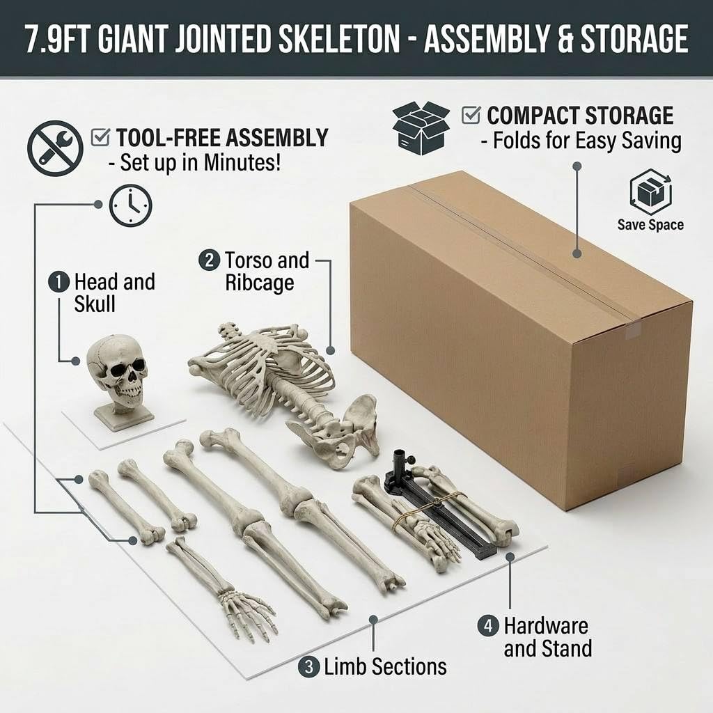 7.9FT Life Size Posable Skeleton E5459