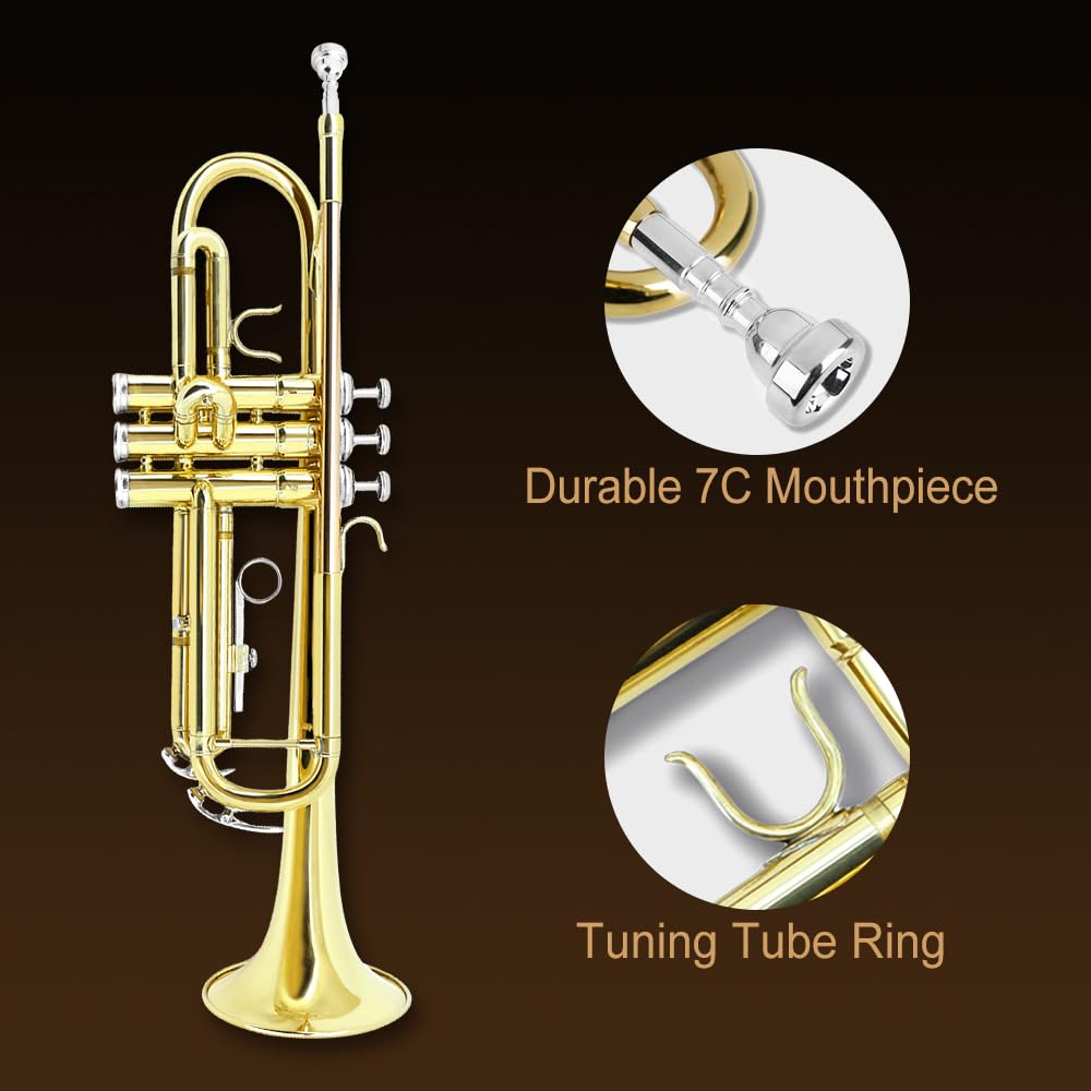 Standard Trumpet Set with Carrying Case 7C Mouthpiece Brass T595919