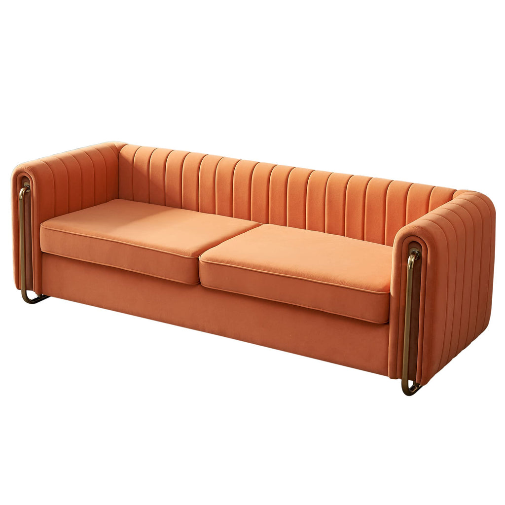 Orange Velvet 84 Inch 3-Seater Sofa W38284