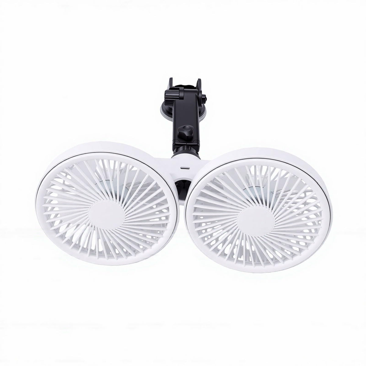 Dual Head Car Fan 3 Speeds 360 Degree Adjustable Suction Cup Rechargeable White J22467