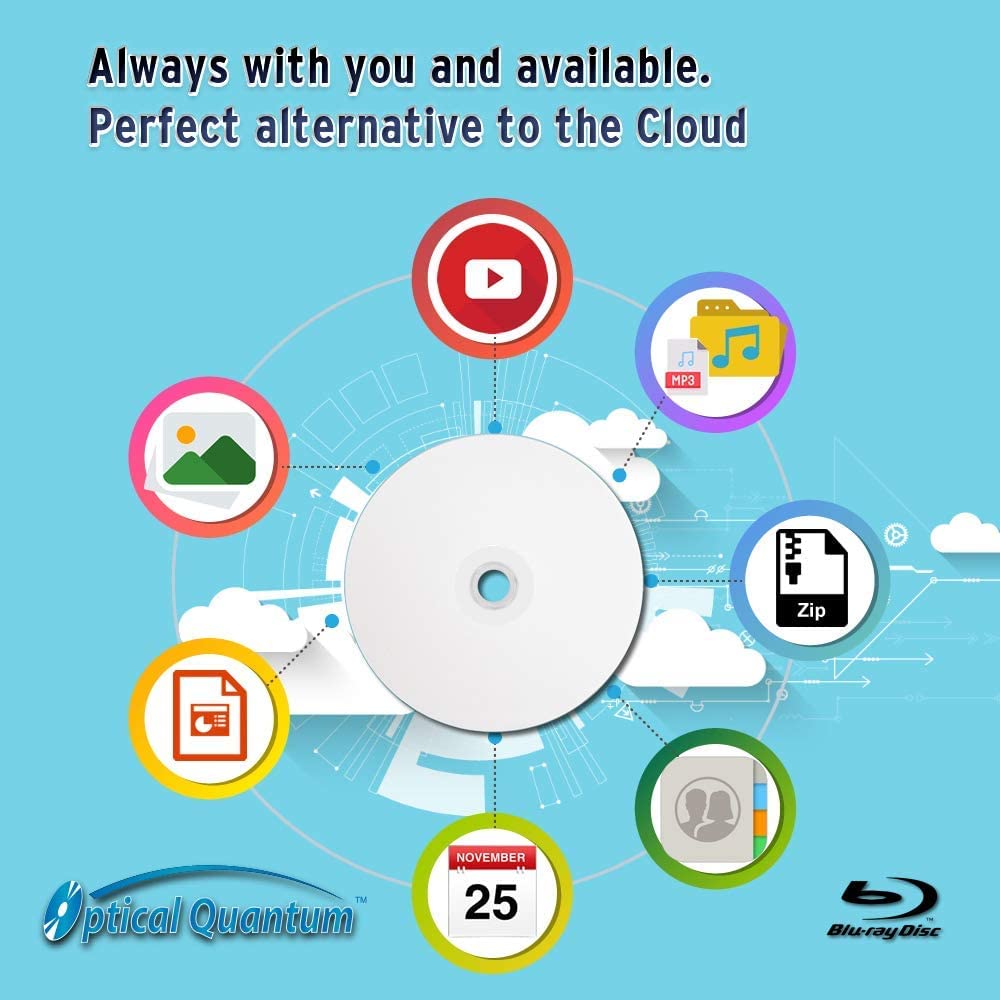 50GB BD-R DL White Inkjet Printable Blu-ray Double Layer Recordable Media 50-Disc Spindle C9989