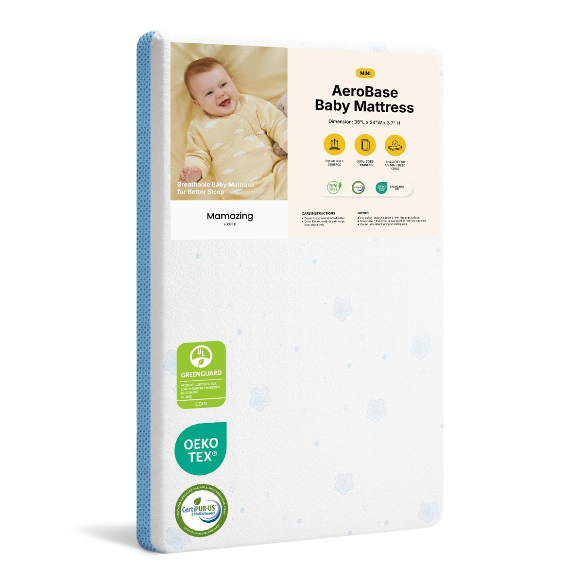 Mini Crib with Mattress and Wheels D17137