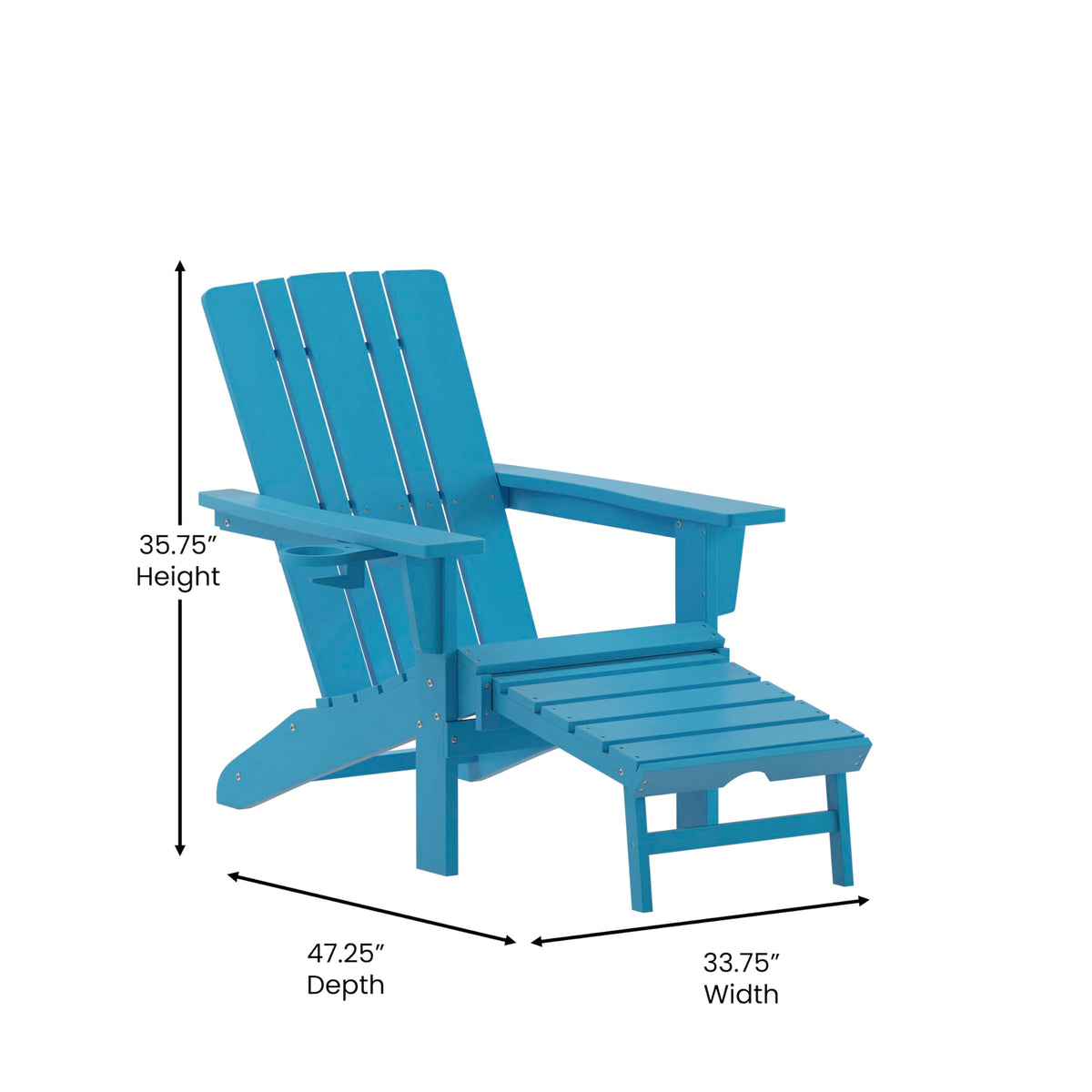 Blue Adirondack Lounge Chair with Ottoman H6222