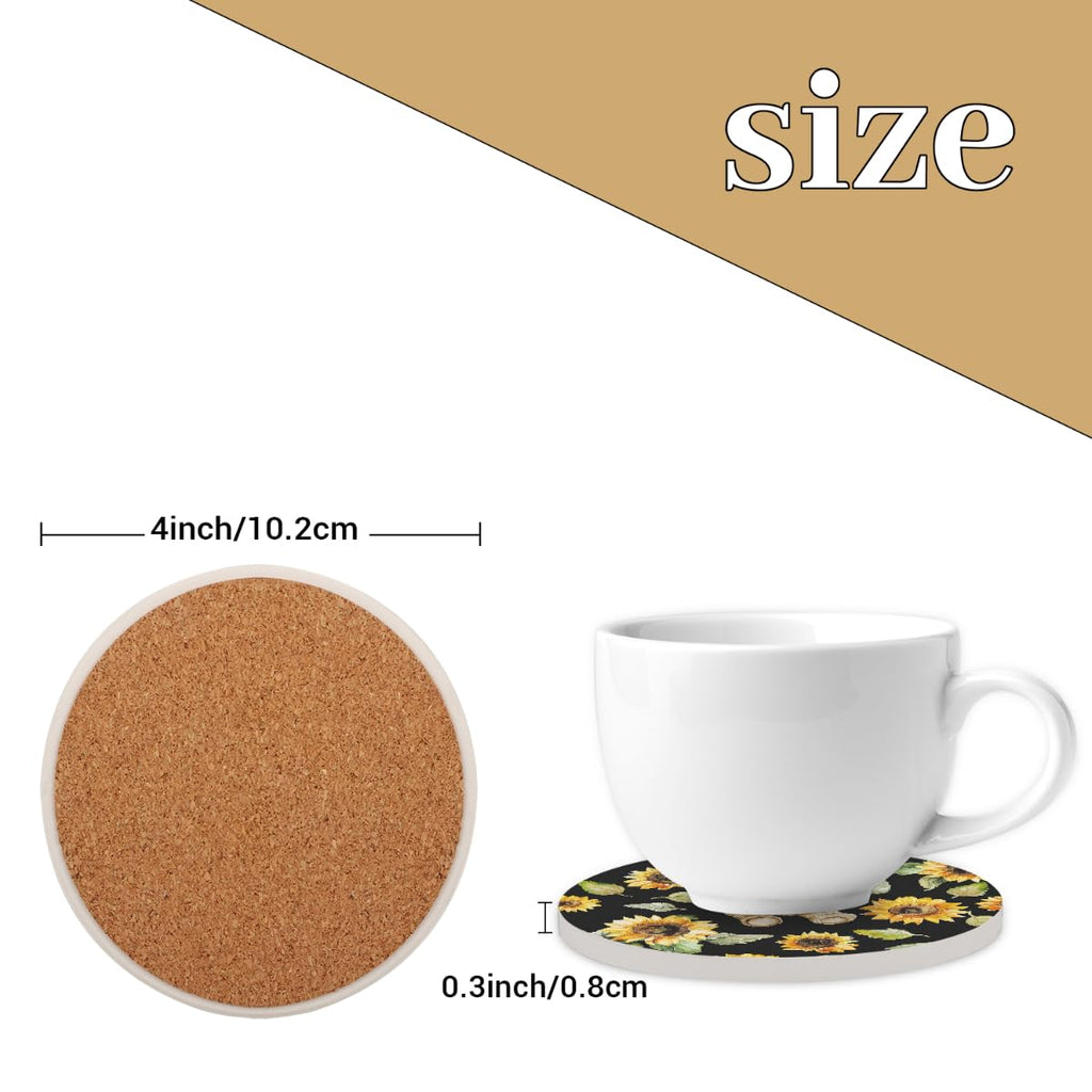 Round Absorbent Ceramic Coasters Set of 4 O197076