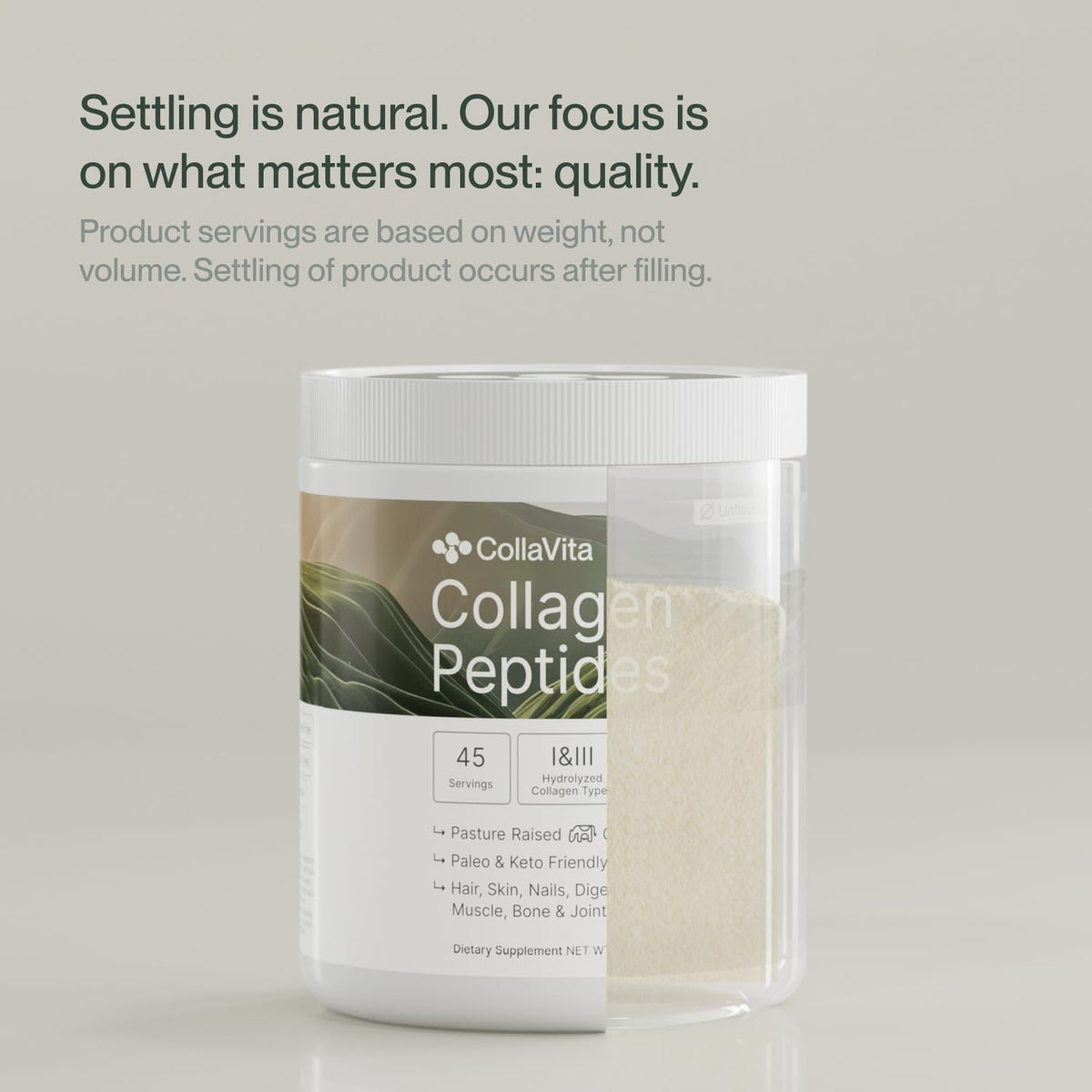 Collagen Peptides Powder Grass-Fed Pasture-Raised Hydrolyzed Type I & III Unflavored 32 oz Z590343