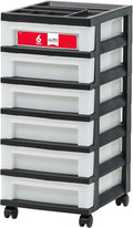 6 Drawer Rolling Storage Cart with Organizer Top, Black R453