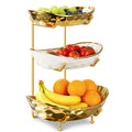 3 Tier Ceramic Fruit Bowl with Metal Stand K42631