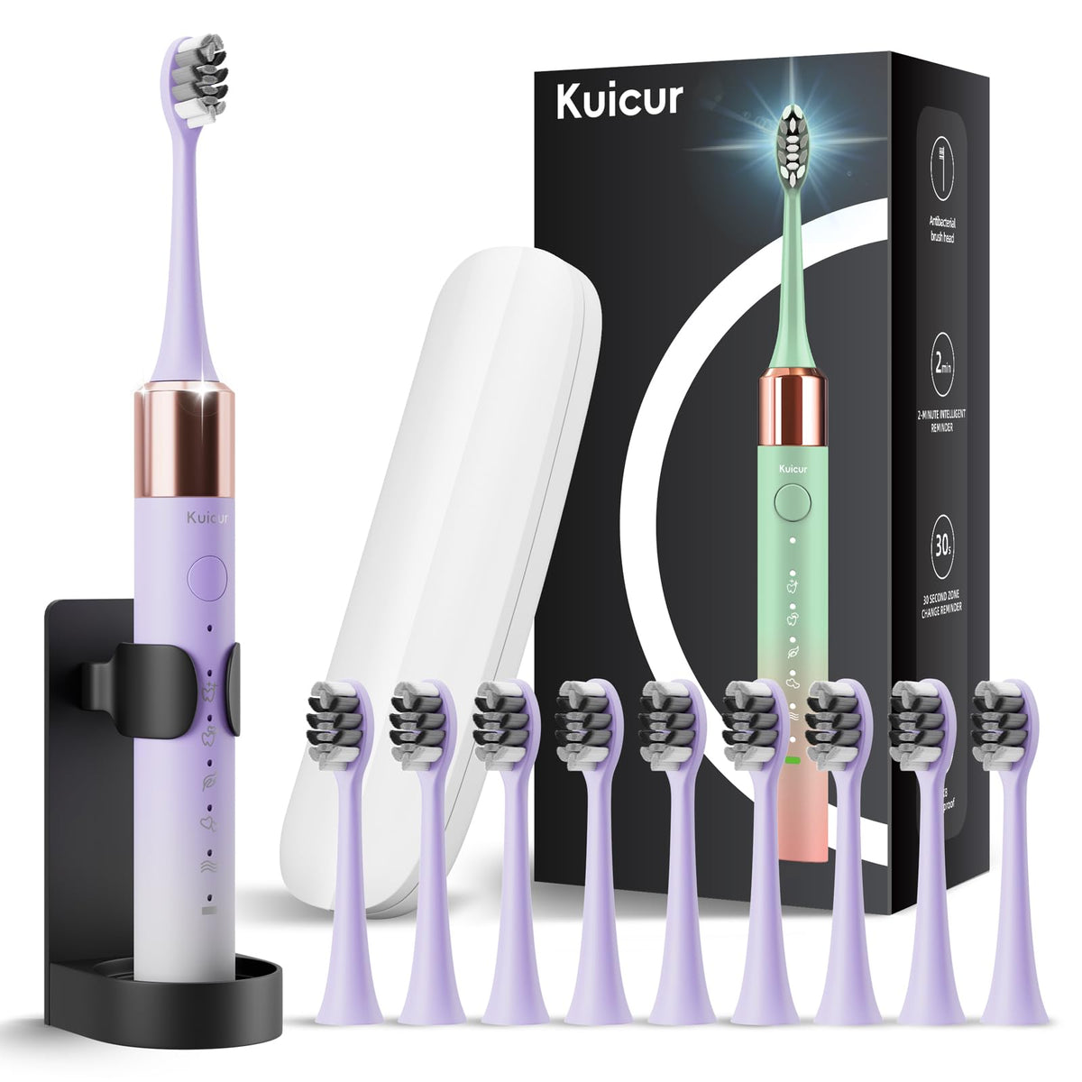 2 Pack Electric Toothbrush Black and Purple White Z869507