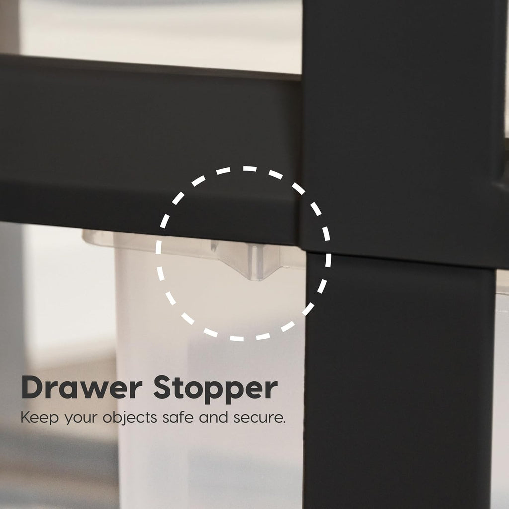 6 Drawer Rolling Storage Cart with Organizer Top, Black R453