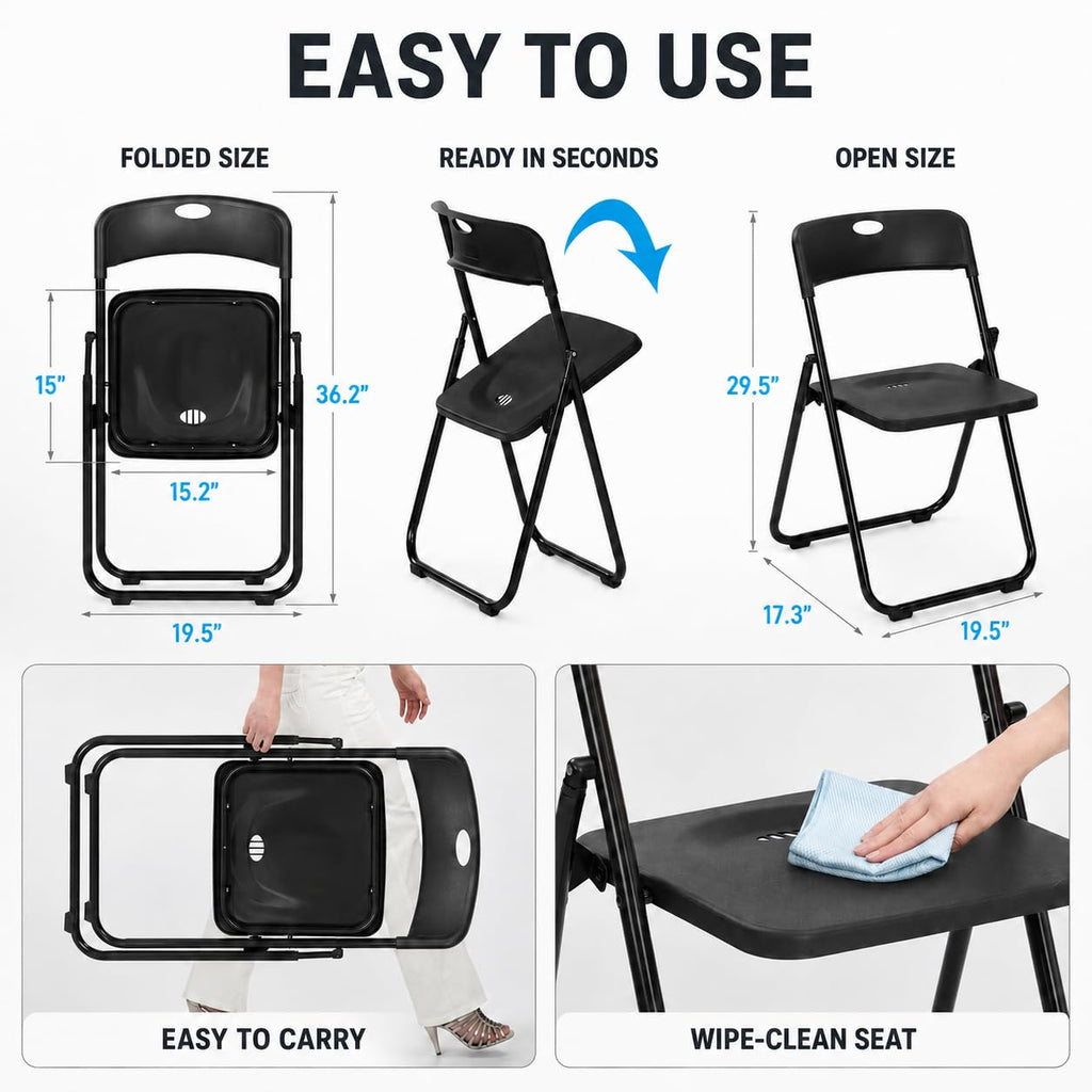 Black Plastic Folding Chairs E218451