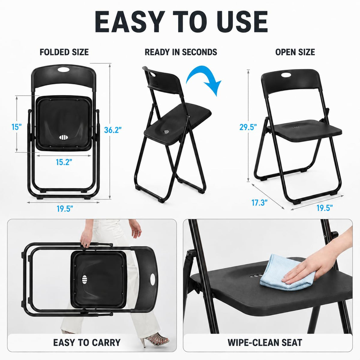 Black Plastic Folding Chairs E218451