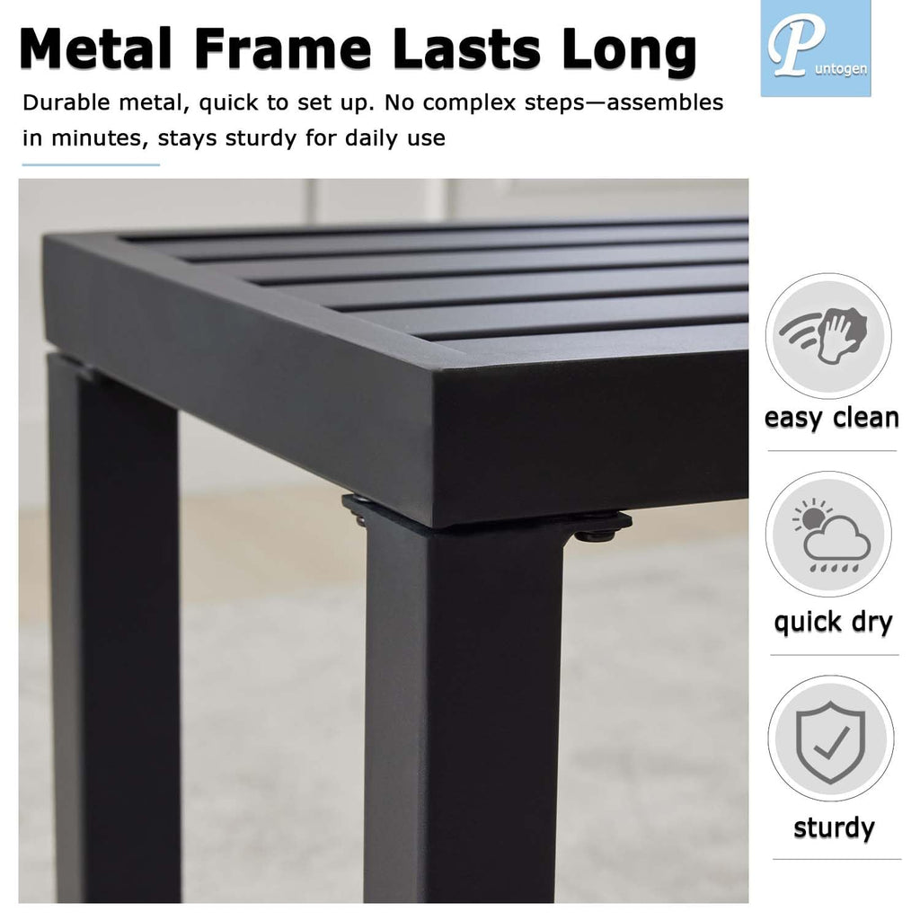 Black 46" Metal Outdoor Bench M7366