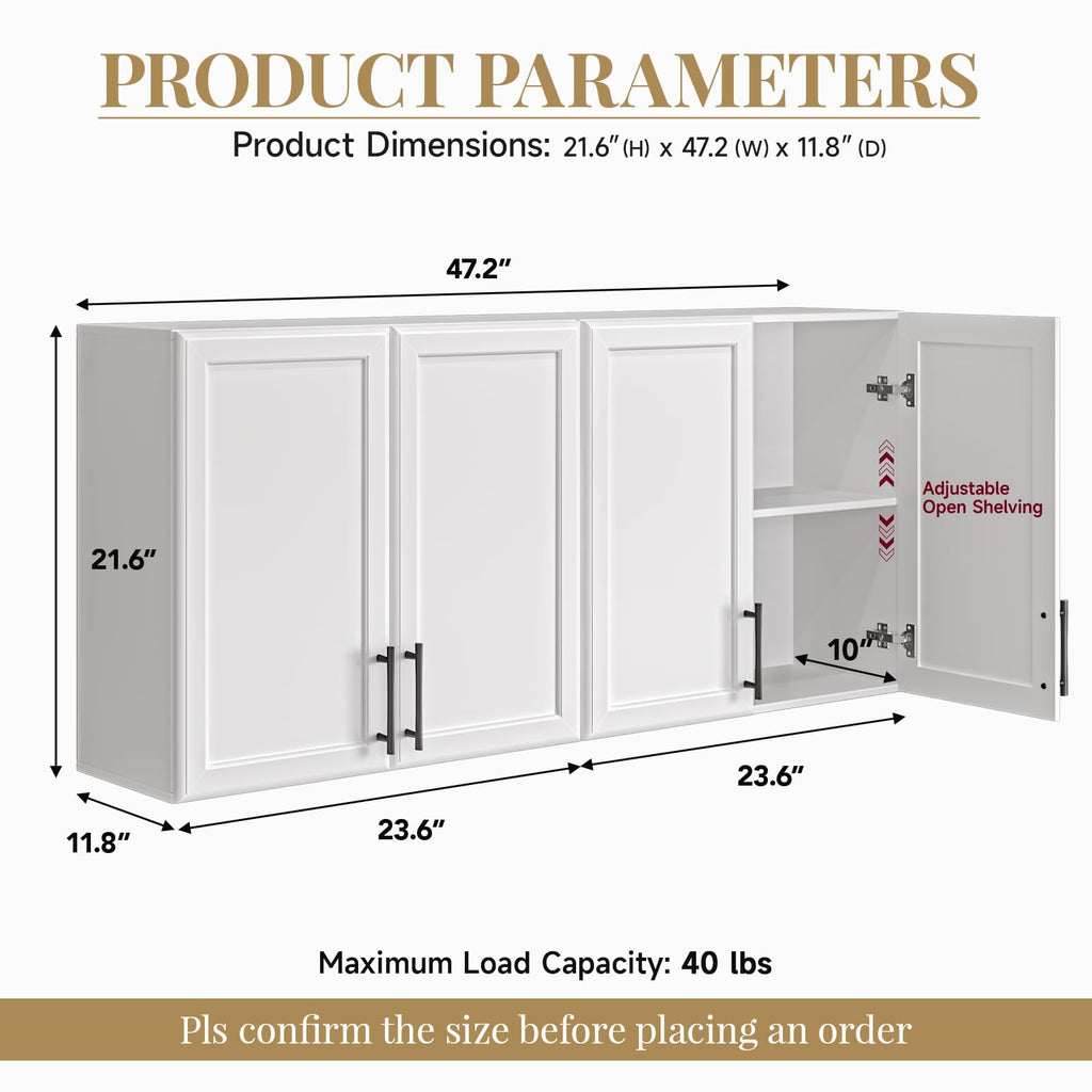 47" White Wall Mounted Laundry Cabinet Set of 2 V14553