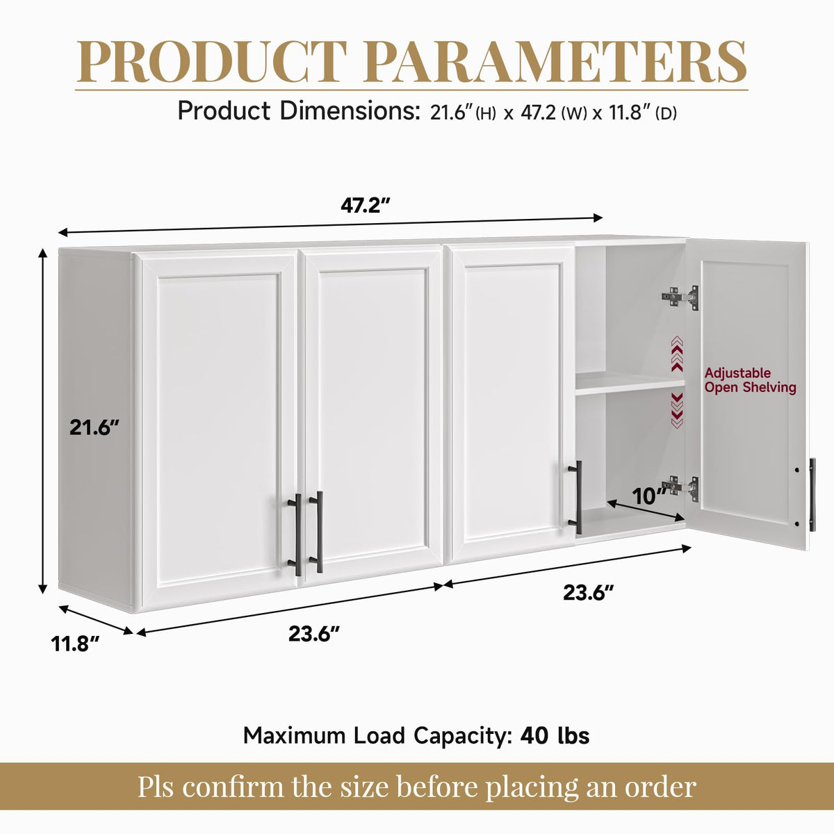 47" White Wall Mounted Laundry Cabinet Set of 2 V14553