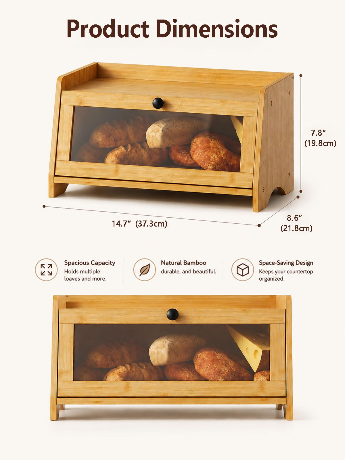 Bread Box with Top Shelf, 1 Tier A21488