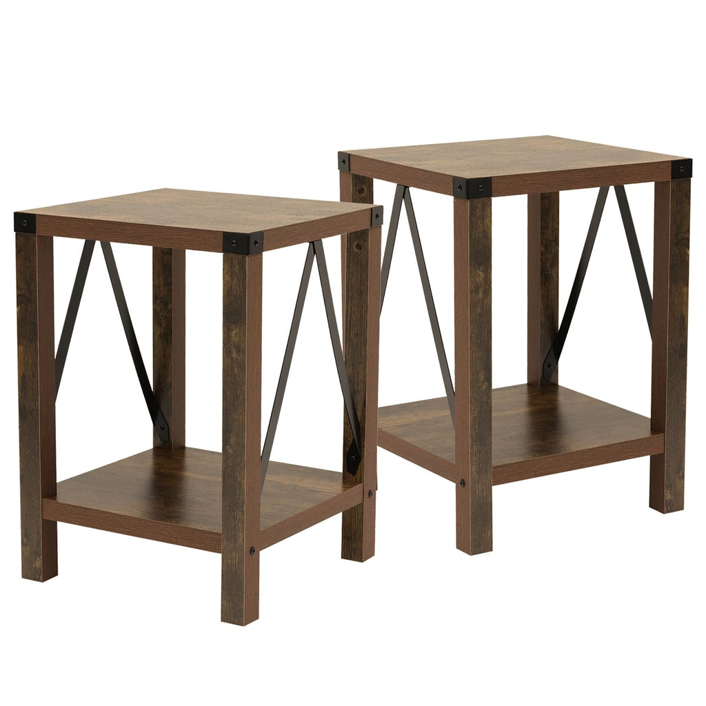 Brown 2-Tier Square End Table C646