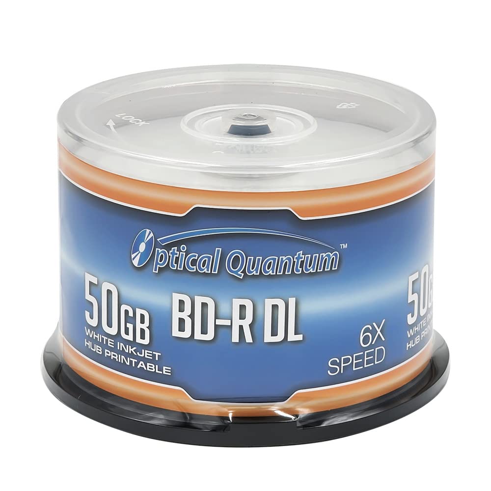 50GB BD-R DL White Inkjet Printable Blu-ray Double Layer Recordable Media 50-Disc Spindle C9989