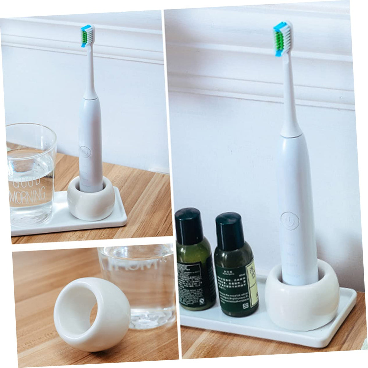 2-Pack White Ceramic Electric Toothbrush Holder Stand Q423471