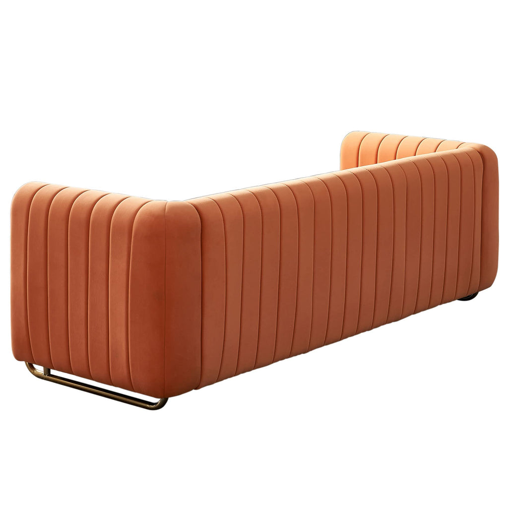 Orange Velvet 84 Inch 3-Seater Sofa W38284