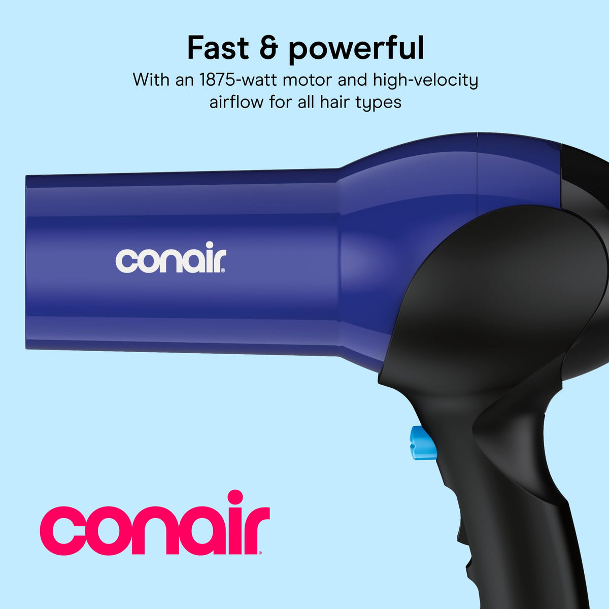Lightweight 1875W Hair Dryer with Diffuser & Concentrator Attachments M870561