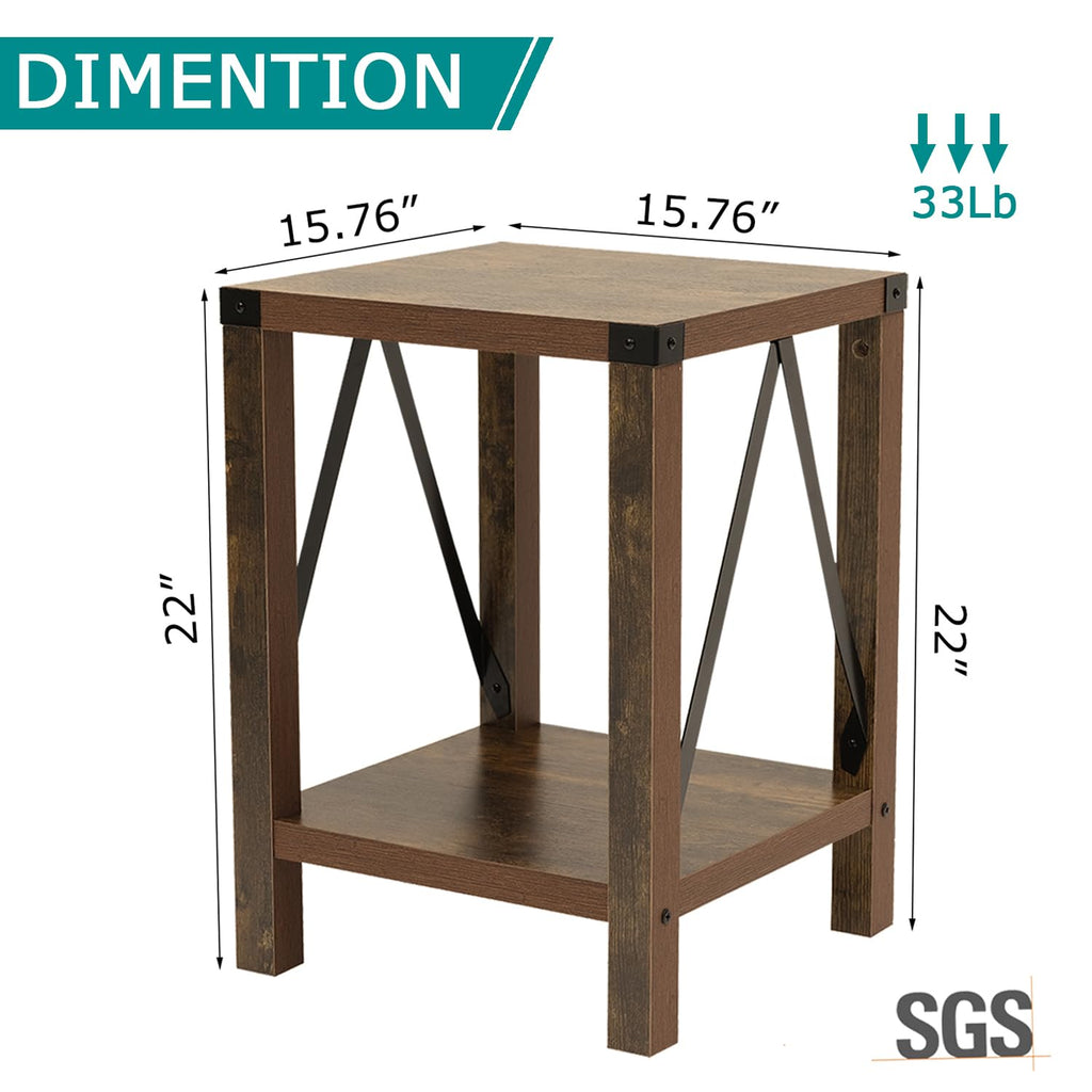 Brown 2-Tier Square End Table C646