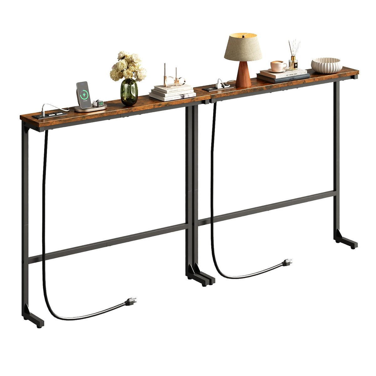 63 Inch Narrow Console Table with 2 Power Outlets R93833