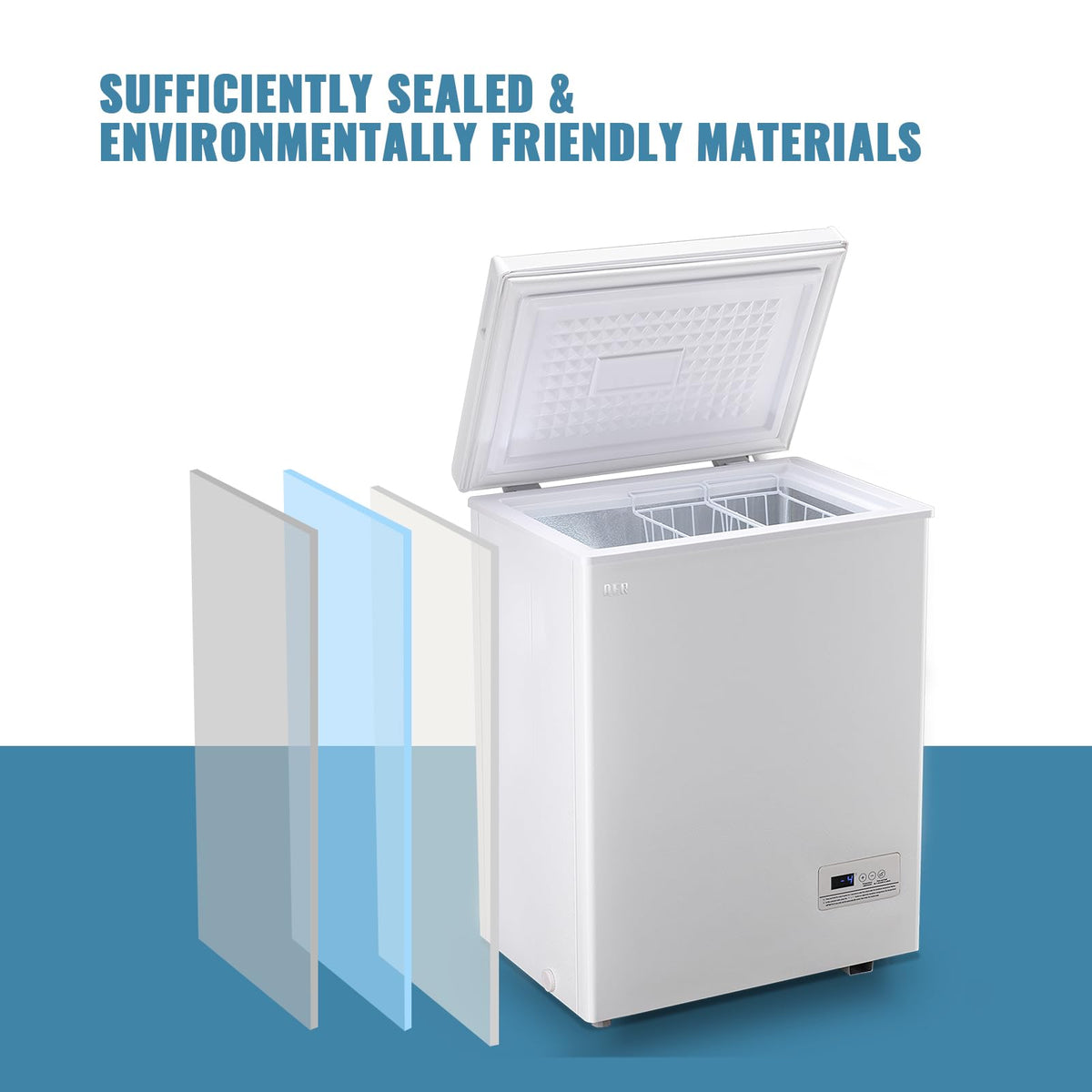 White Compact Chest Freezer with 2 Removable Baskets D788