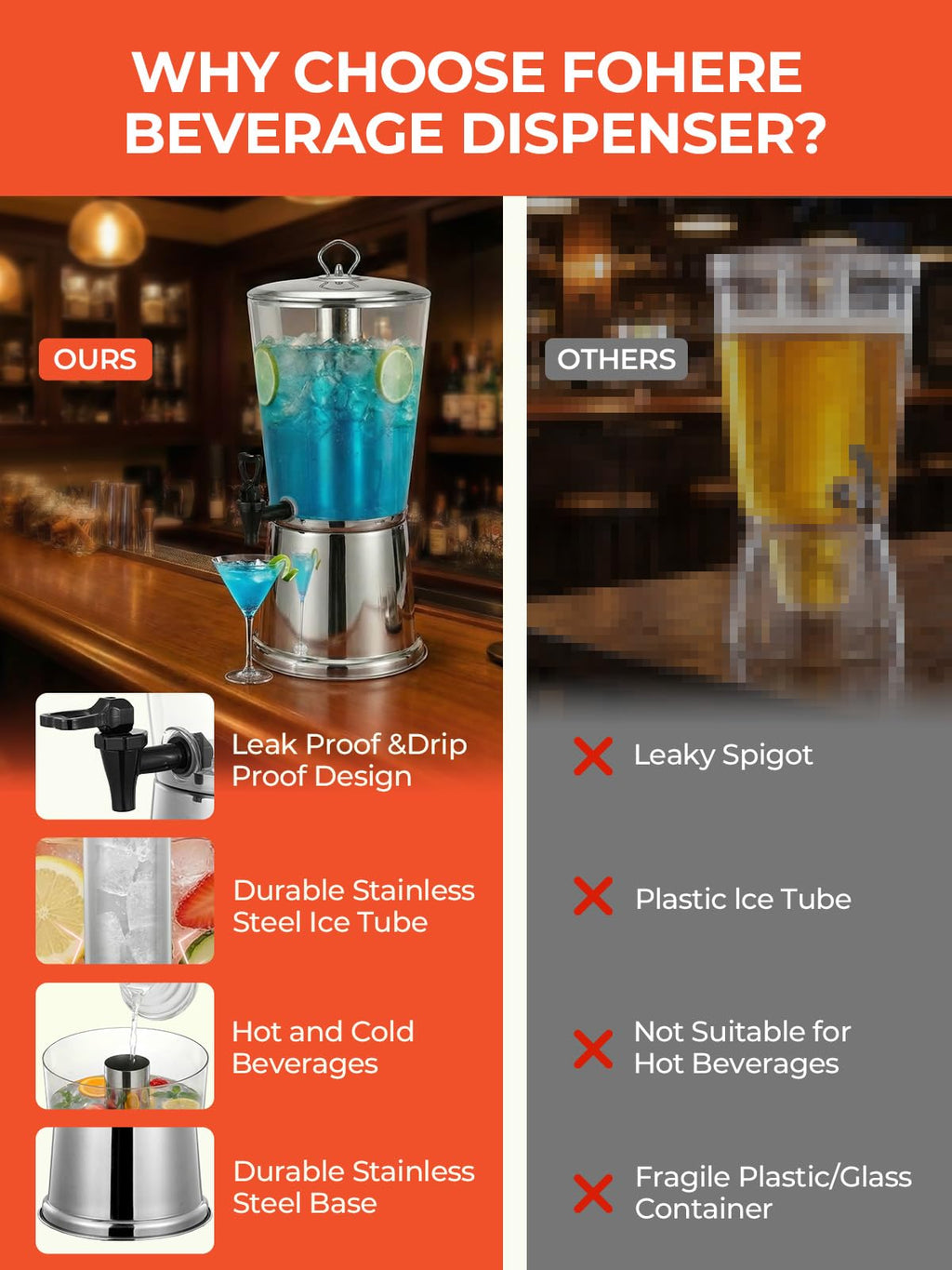 2 Gallon Stainless Steel Beverage Dispenser G8995