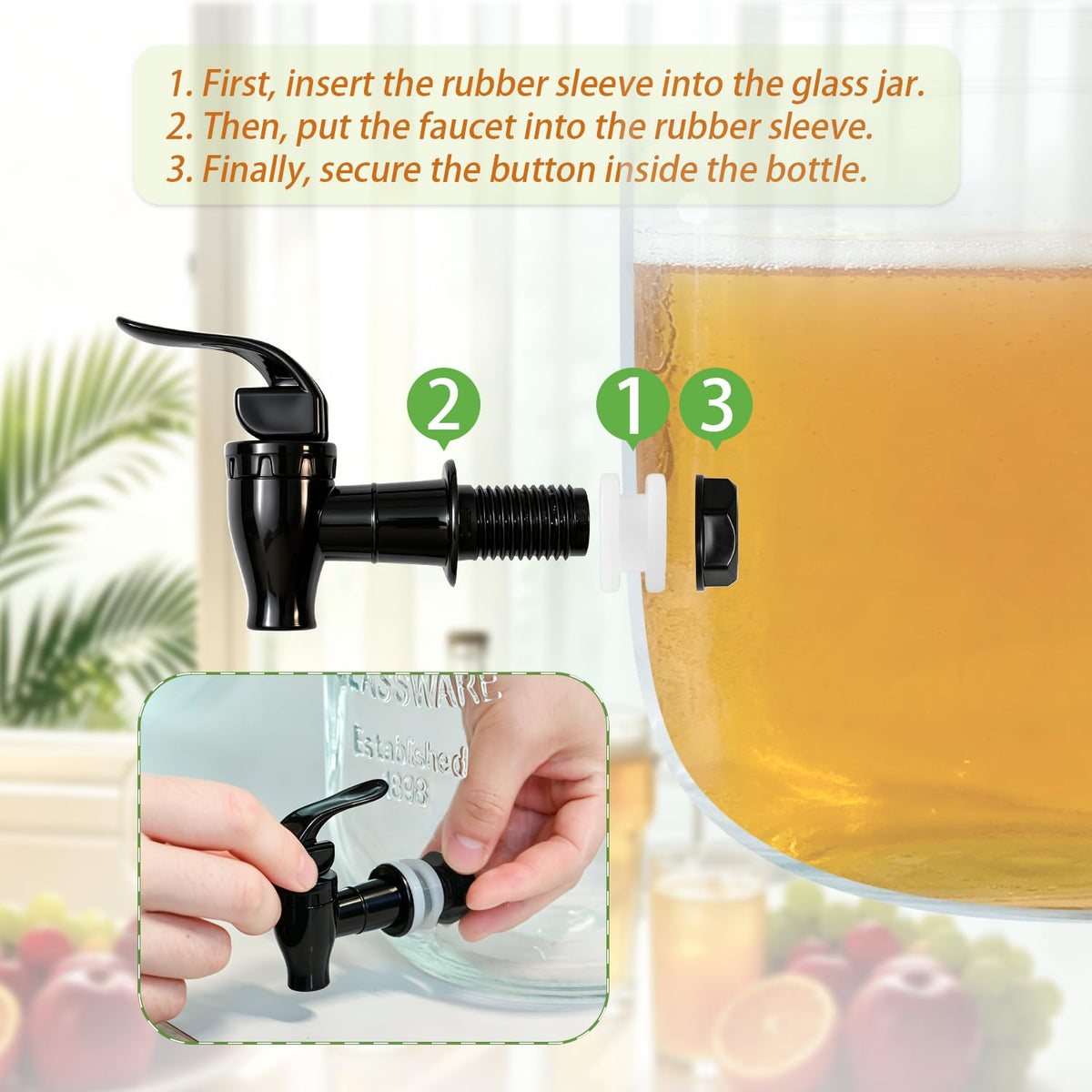 2 Pack 1.5 Gallon Glass Beverage Dispenser with Stand O479479