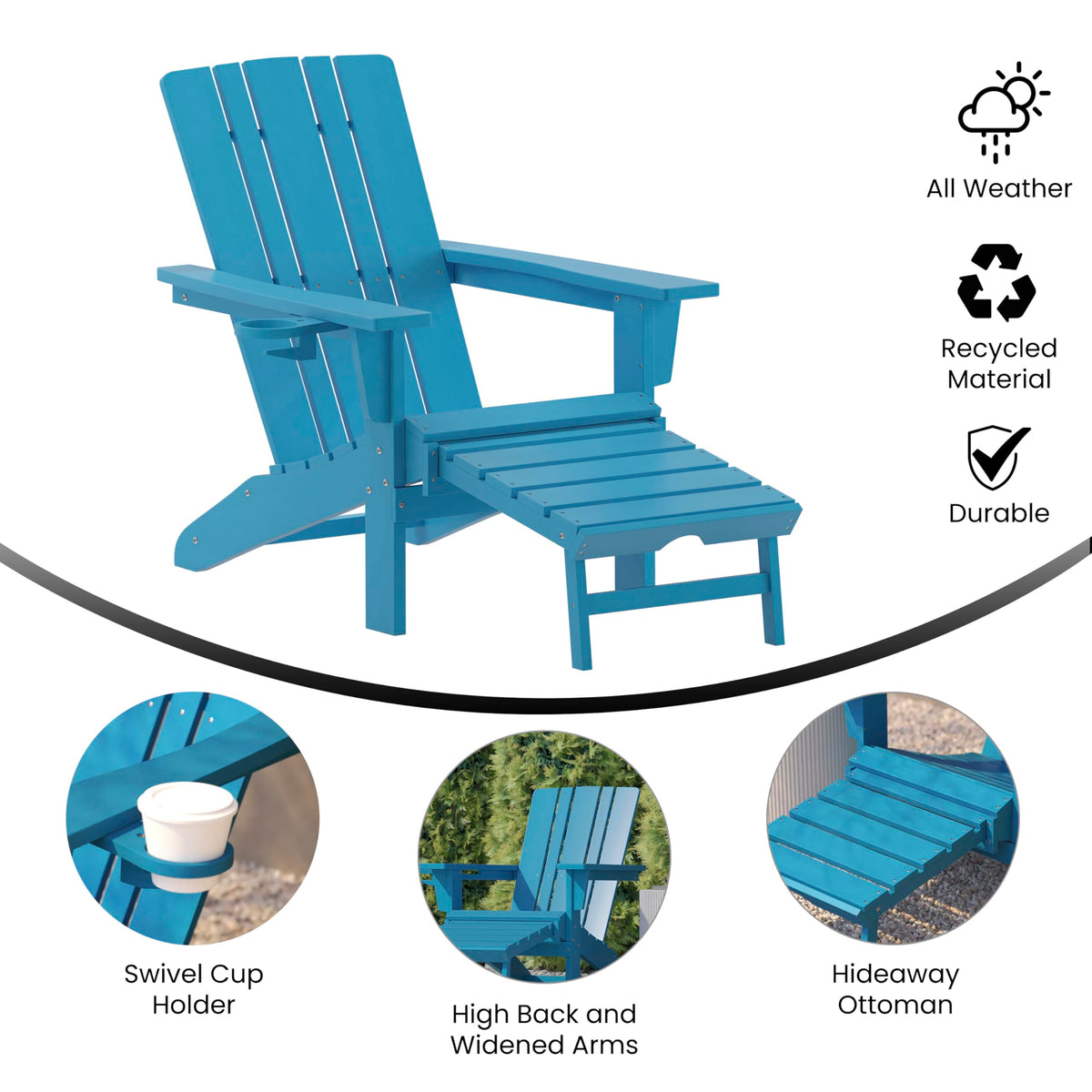 Blue Adirondack Lounge Chair with Ottoman H6222