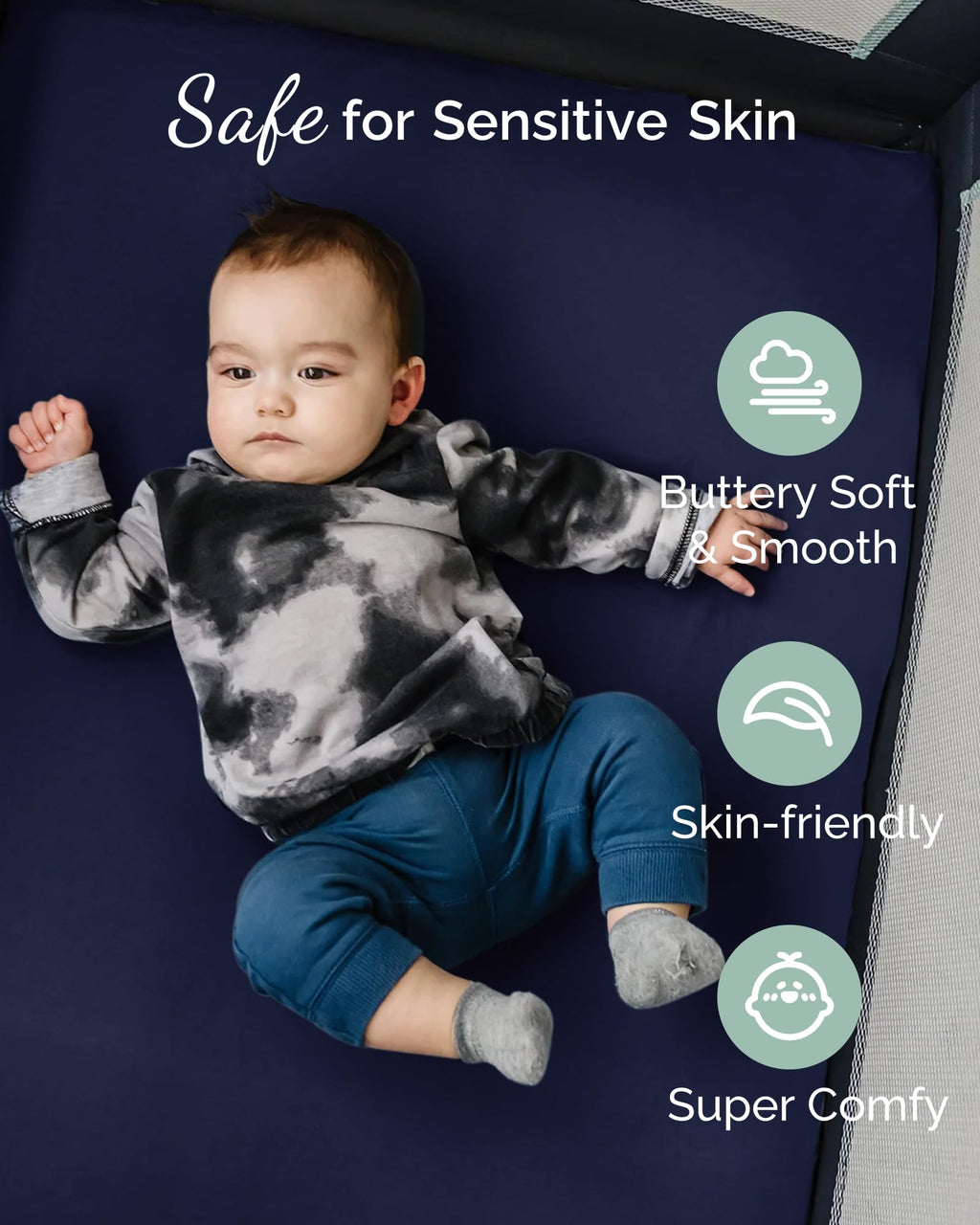 Grey Navy 3 Pack Jersey Pack and Play Sheets D54890