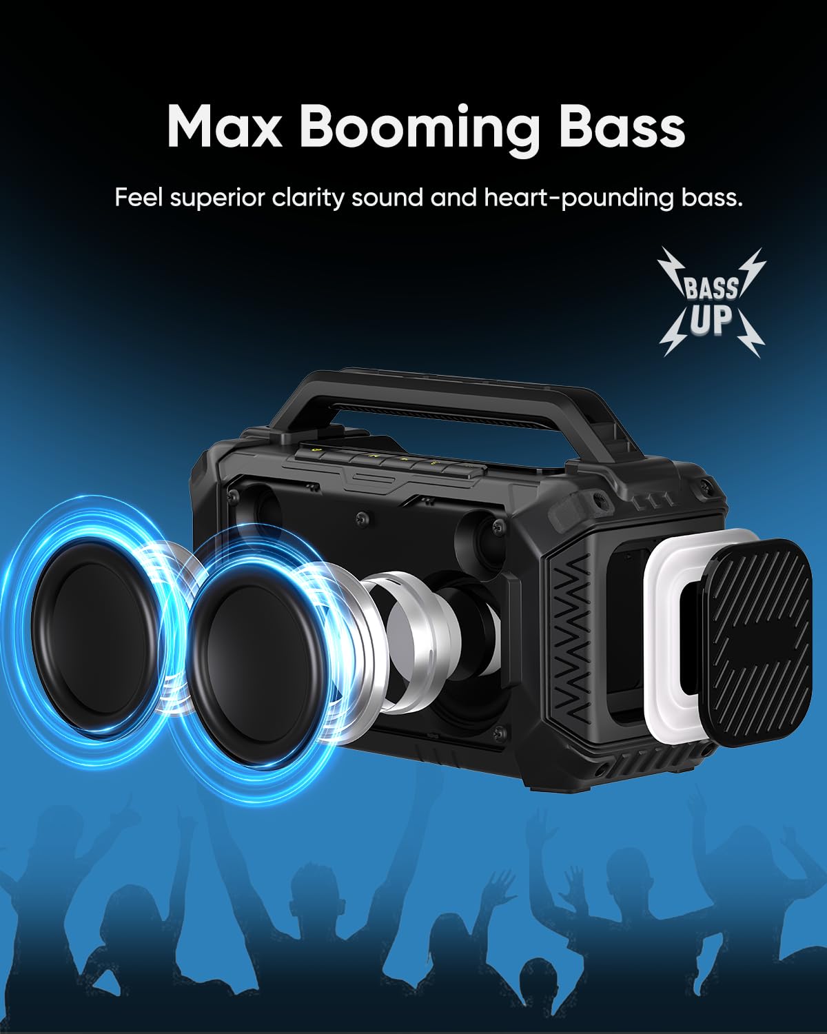 60W Portable Bluetooth Jobsite Speaker with RGB Lights C4596